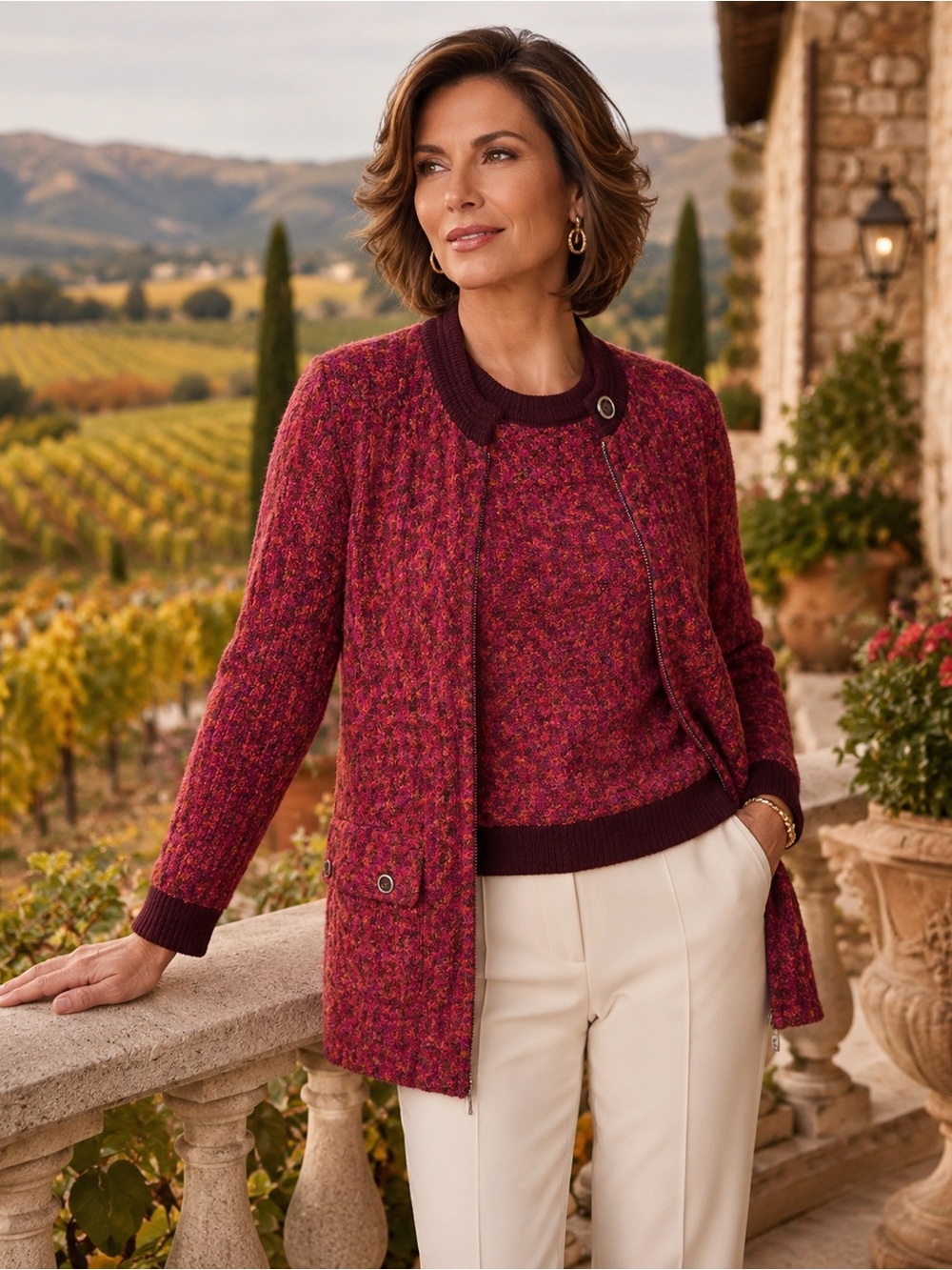 St. John Full Zip Jacket & Shell Set –Size P (Small) | Vintage Multicolor Knit